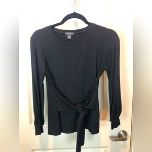 Halogen womens bow tie shirt bubble sleeves size small